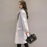 Fashionable winter suede coat - sheepskin long jacketJackets