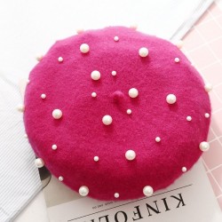 Elegant wool beret with pearls - hatHats & Caps