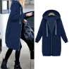 Casual oversized jacket - long hooded sweatshirt with zipper - plus sizeJackets