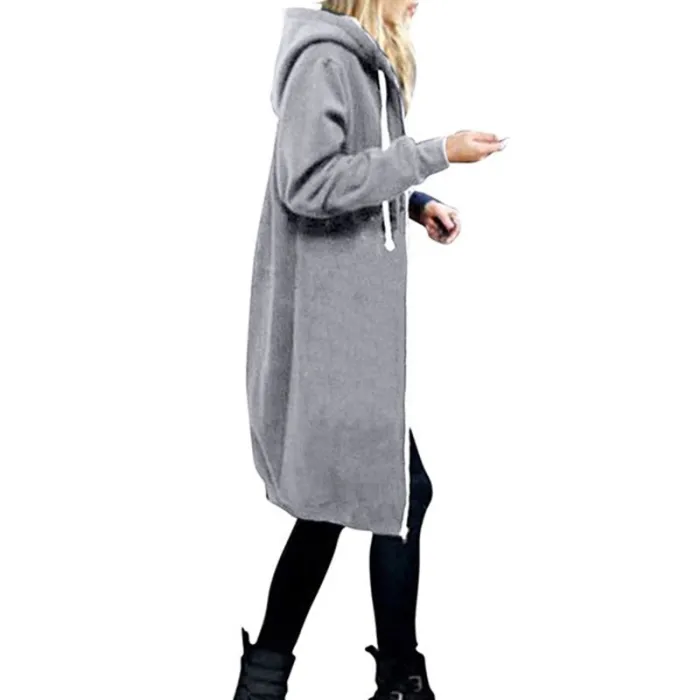 Casual oversized jacket - long hooded sweatshirt with zipper - plus sizeJackets