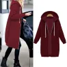 Casual oversized jacket - long hooded sweatshirt with zipper - plus sizeJackets
