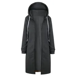 Casual oversized jacket - long hooded sweatshirt with zipper - plus sizeJackets