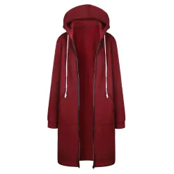 Casual oversized jacket - long hooded sweatshirt with zipper - plus sizeJackets