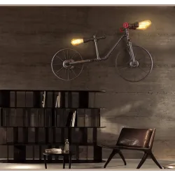 Bicycle & water pipe - vintage LED Edison light - wall lampWall lights