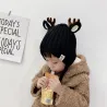 Winter hat with small reindeers horns & ears - knitted hat for kidsHats & caps