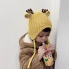 Winter hat with small reindeers horns & ears - knitted hat for kidsHats & caps